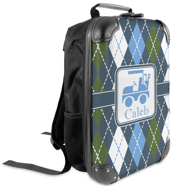 Custom Blue Argyle Kids Hard Shell Backpack (Personalized)