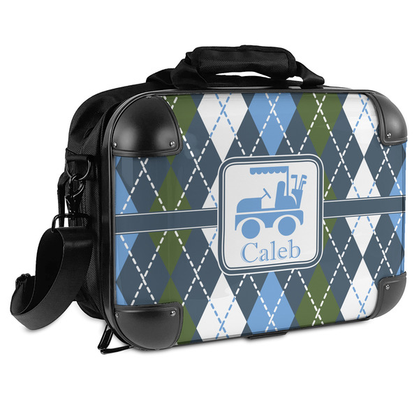 Custom Blue Argyle Hard Shell Briefcase (Personalized)