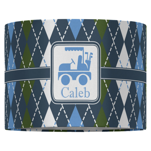 Blue Argyle 16" Drum Lampshade - FRONT (Fabric)