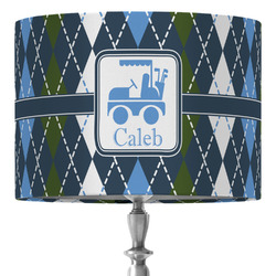 Blue Argyle 16" Drum Lamp Shade - Fabric (Personalized)