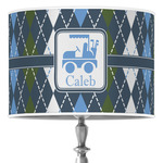 Blue Argyle 16" Drum Lamp Shade - Poly-film (Personalized)