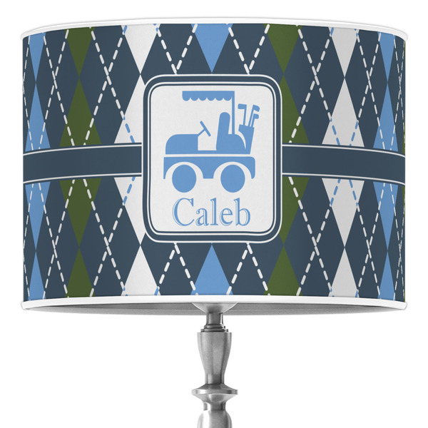 Custom Blue Argyle 16" Drum Lamp Shade - Poly-film (Personalized)
