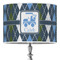 Blue Argyle 16" Drum Lampshade - ON STAND (Poly Film)