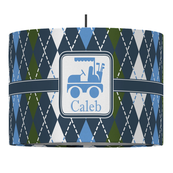 Custom Blue Argyle Drum Pendant Lamp (Personalized)