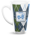 Blue Argyle 16 Oz Latte Mug (Personalized)