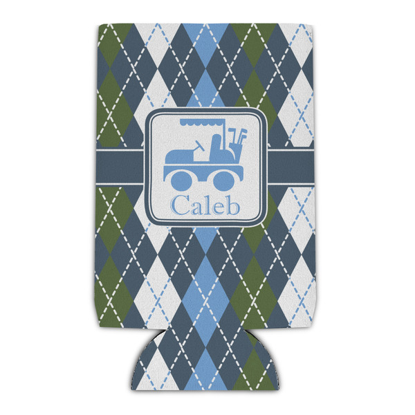 Custom Blue Argyle Can Cooler (16 oz) (Personalized)