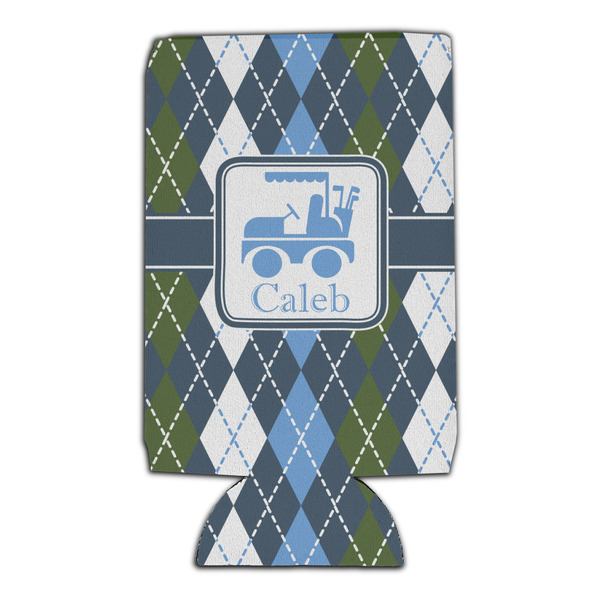 Blue Argyle 16oz Can Sleeve - Set of 4 - FRONT