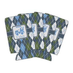 Blue Argyle Can Cooler (16 oz) - Set of 4 (Personalized)