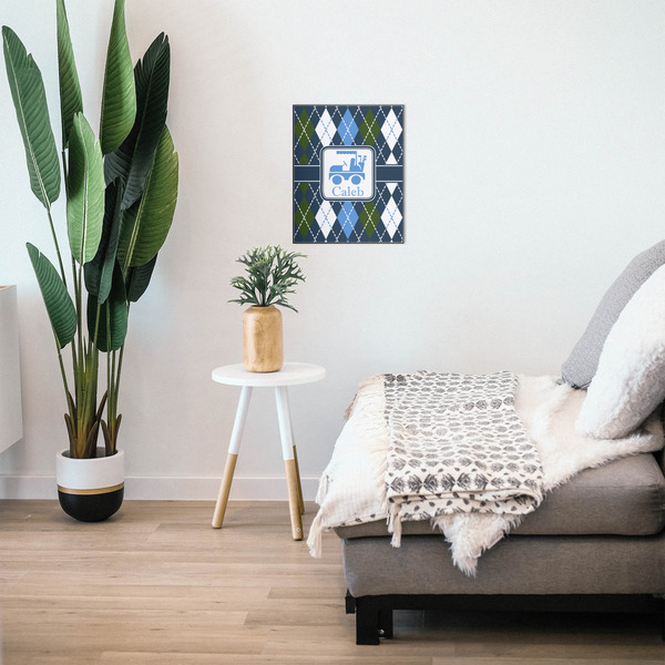 Blue Argyle 16x20 Wood Print - In Context