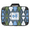 Blue Argyle 18" Laptop Briefcase - FRONT