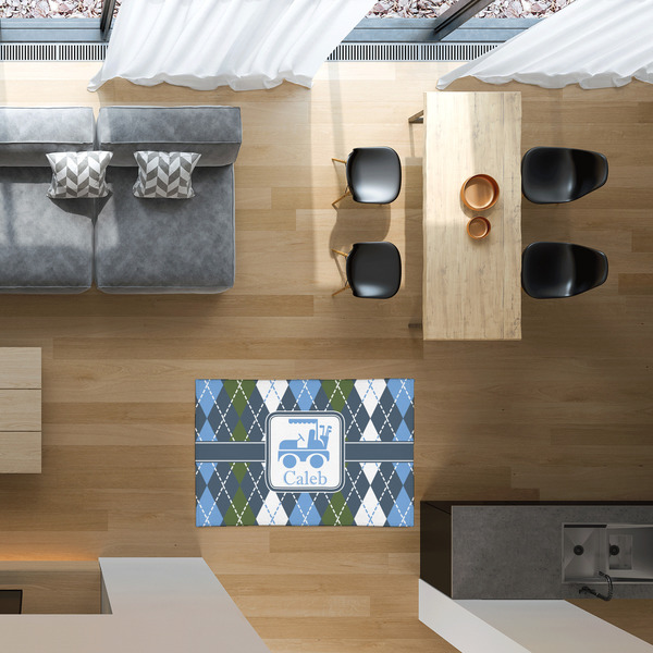 Blue Argyle 2'x3' Indoor Area Rugs - IN CONTEXT