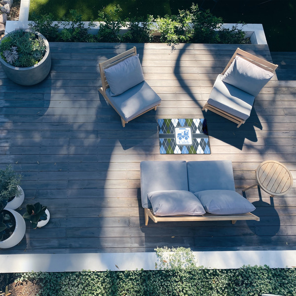 Blue Argyle 2'x3' Patio Rug - In Context