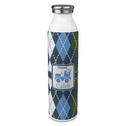 Blue Argyle 20oz Stainless Steel Water Bottle - Full Print (Personalized)