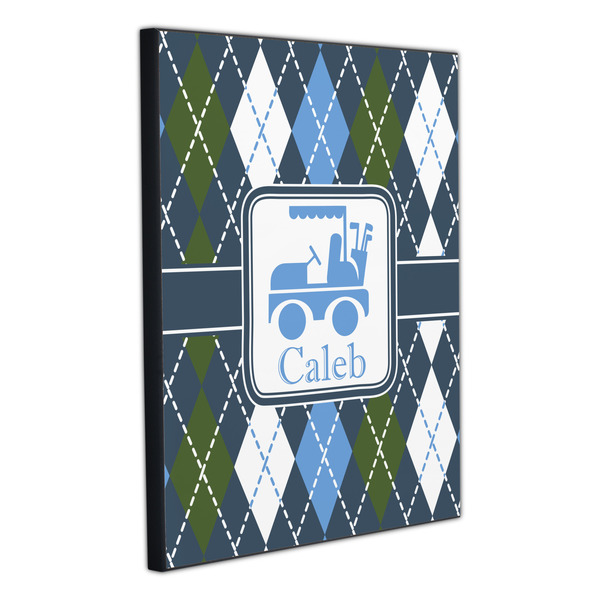 Blue Argyle 20x24 Wood Print - Angle View