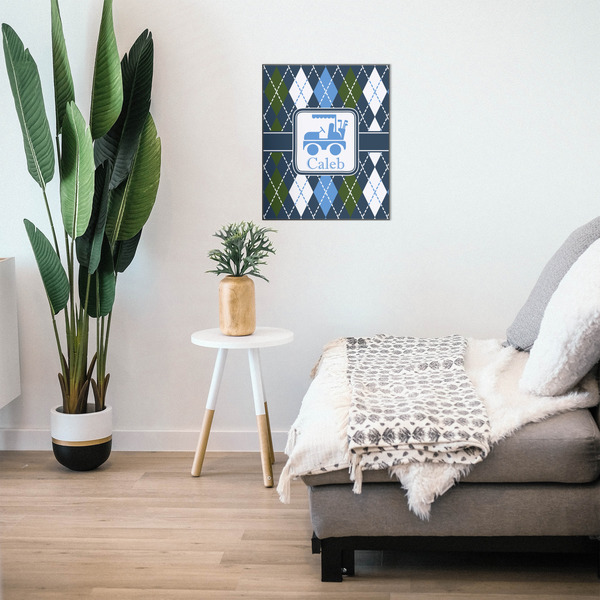 Blue Argyle 20x24 Wood Print - In Context