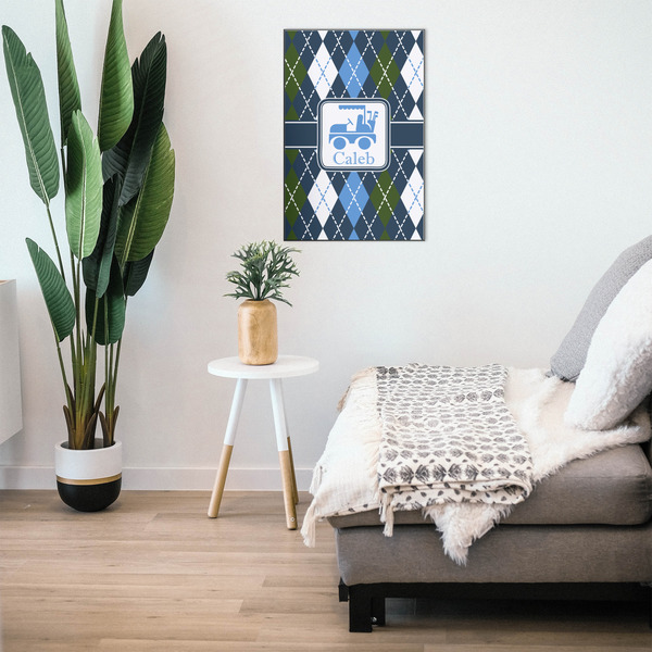 Blue Argyle 20x30 Wood Print - In Context