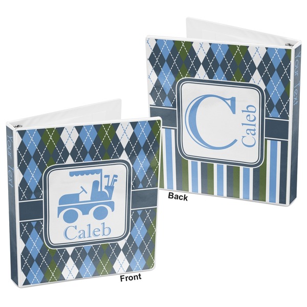 Blue Argyle 3-Ring Binder Front and Back