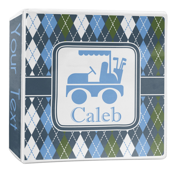 Custom Blue Argyle 3-Ring Binder - 2 inch (Personalized)
