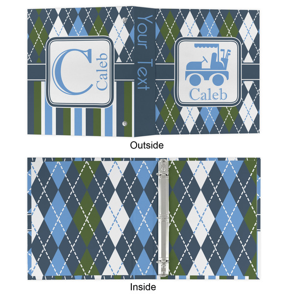 Blue Argyle 3 Ring Binders - Full Wrap - 1" - APPROVAL