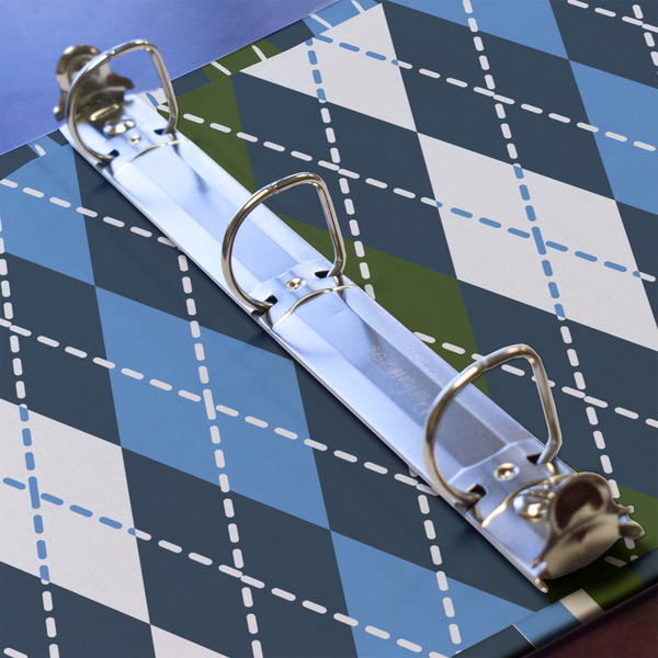 Blue Argyle 3 Ring Binders - Full Wrap - 1" - DETAIL
