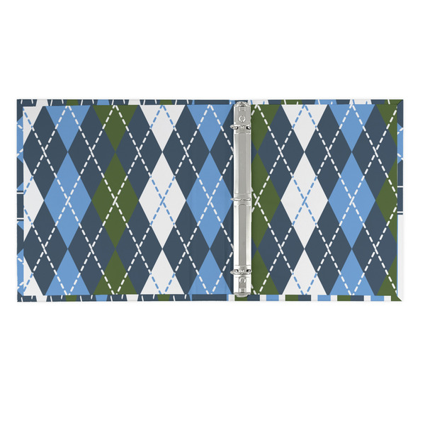 Blue Argyle 3 Ring Binders - Full Wrap - 1" - OPEN INSIDE