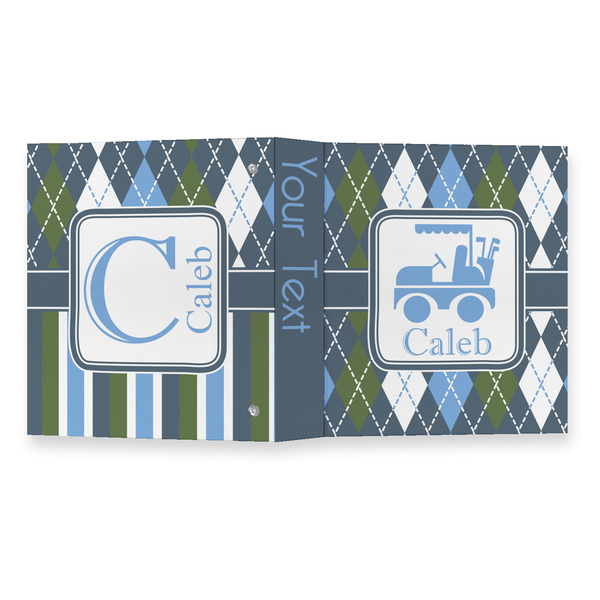 Blue Argyle 3 Ring Binders - Full Wrap - 1" - OPEN OUTSIDE