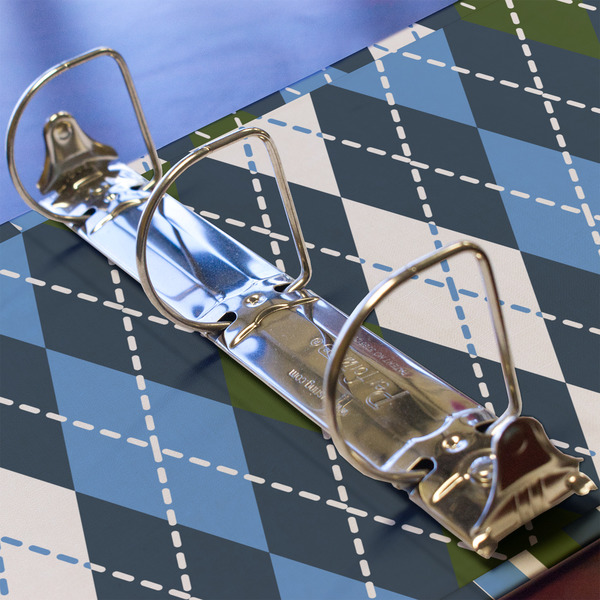 Blue Argyle 3 Ring Binders - Full Wrap - 2" - DETAIL