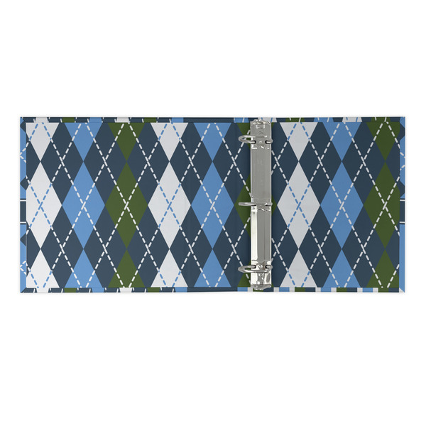 Blue Argyle 3 Ring Binders - Full Wrap - 2" - OPEN INSIDE