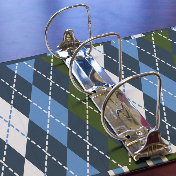 Blue Argyle 3 Ring Binders - Full Wrap - 3" - DETAIL