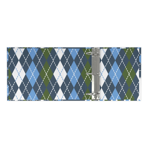 Blue Argyle 3 Ring Binders - Full Wrap - 3" - OPEN INSIDE