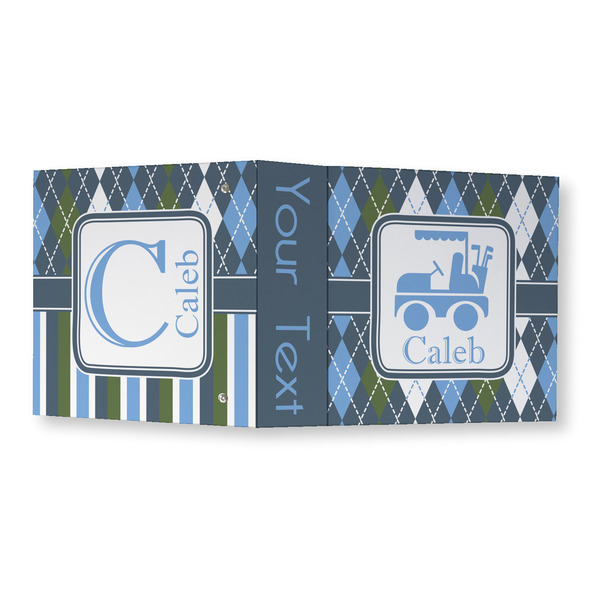 Blue Argyle 3 Ring Binders - Full Wrap - 3" - OPEN OUTSIDE