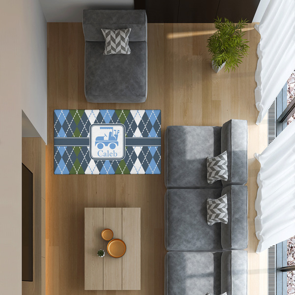 Blue Argyle 3'x5' Indoor Area Rugs - IN CONTEXT