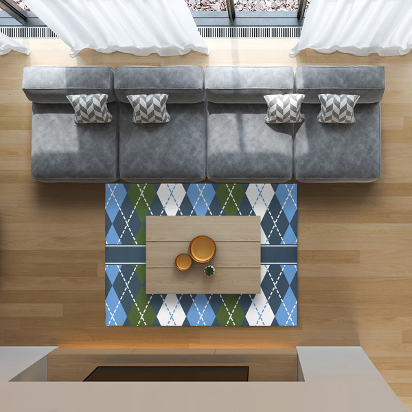 Blue Argyle 5'x7' Indoor Area Rugs - IN CONTEXT