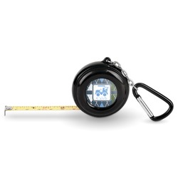 Blue Argyle Pocket Tape Measure - 6 Ft w/ Carabiner Clip (Personalized)