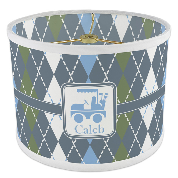 Blue Argyle 8" Drum Lampshade - ANGLE Poly-Film