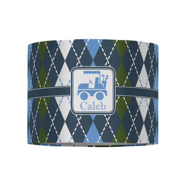 Blue Argyle 8" Drum Lampshade - FRONT (Fabric)
