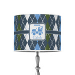 Blue Argyle 8" Drum Lamp Shade - Poly-film (Personalized)