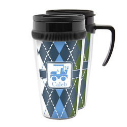Blue Argyle Acrylic Travel Mug (Personalized)