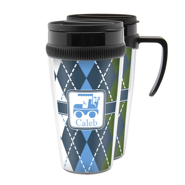 Custom Blue Argyle Acrylic Travel Mug (Personalized)