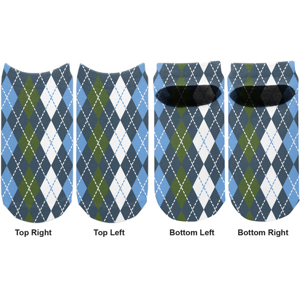 Blue Argyle Adult Ankle Socks - Double Pair - Front and Back - Apvl