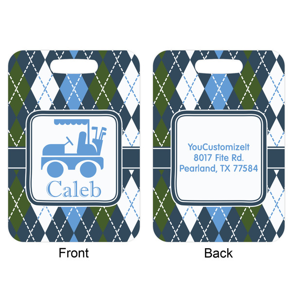 Blue Argyle Aluminum Luggage Tag (Front + Back)