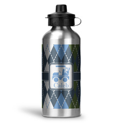 Blue Argyle Water Bottle - Aluminum - 20 oz (Personalized)