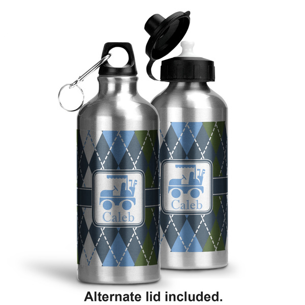 Blue Argyle Aluminum Water Bottle - Alternate lid options