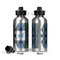 Blue Argyle Aluminum Water Bottle - Front and Back