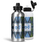 Blue Argyle Aluminum Water Bottles - MAIN (white &silver)