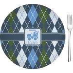 Blue Argyle 8" Glass Appetizer / Dessert Plates - Single or Set (Personalized)