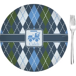 Blue Argyle Glass Appetizer / Dessert Plate 8" (Personalized)