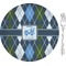 Blue Argyle 8" Glass Appetizer / Dessert Plates - Single or Set (Personalized)
