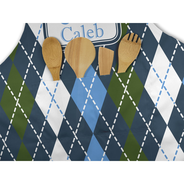 Blue Argyle Apron - Pocket Detail with Props