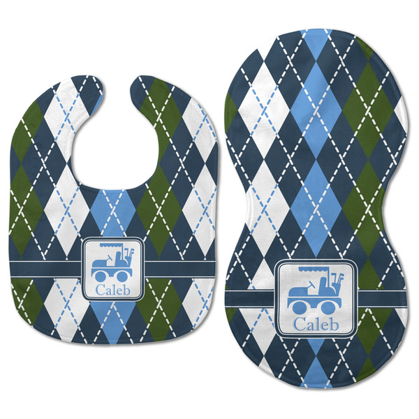 Blue Argyle Baby Bib & Burp Set - Approval (new bib & burp)